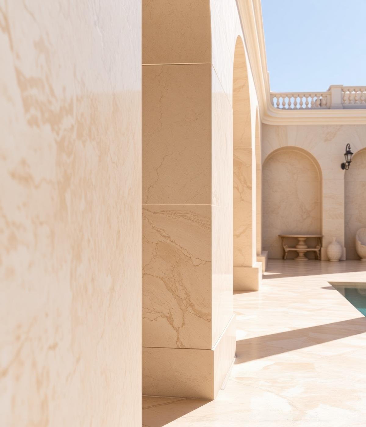 Restored limestone architectural detail